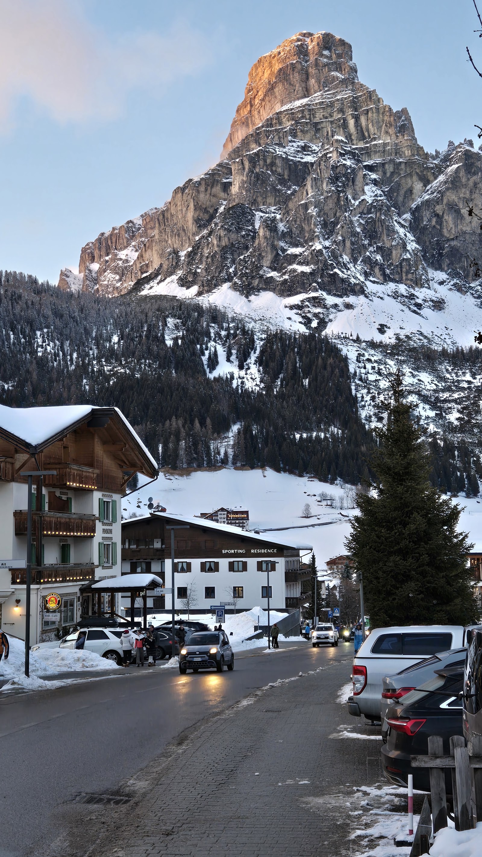 The Sella massif rising above the Alta Badia slopes