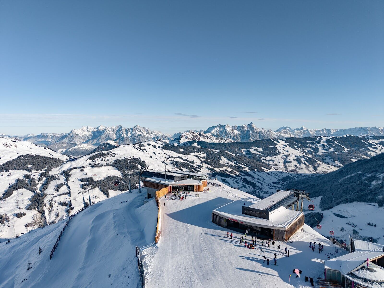 The village of Hinterglemm in the Glemmtal with the Skicircus pistes rising on both sides