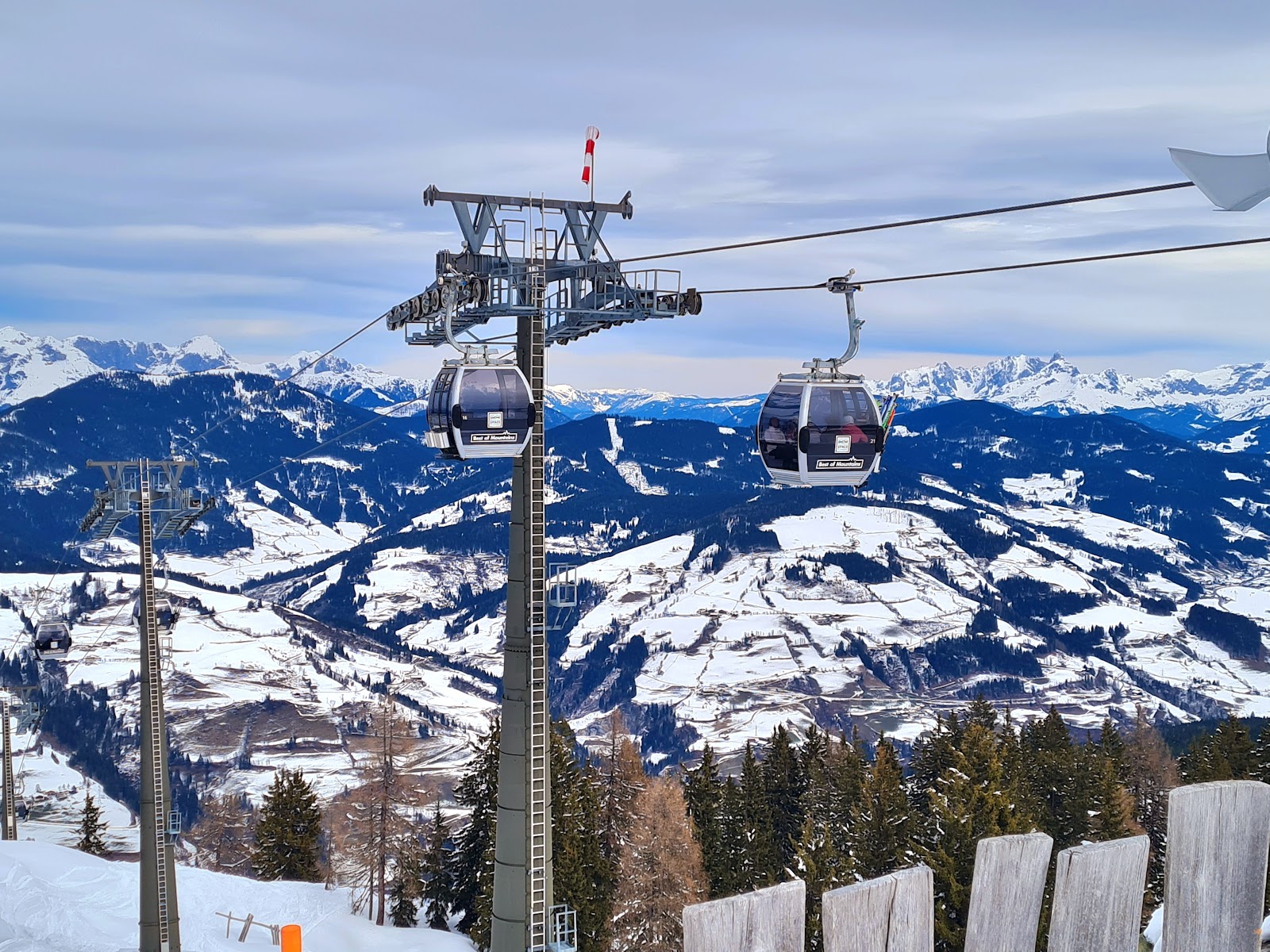 A gondola rising from St Johann im Pongau toward the ski area