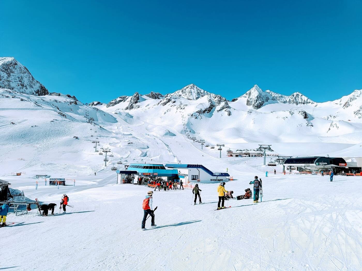 High groomed pistes on the Stubai Glacier in Tyrol